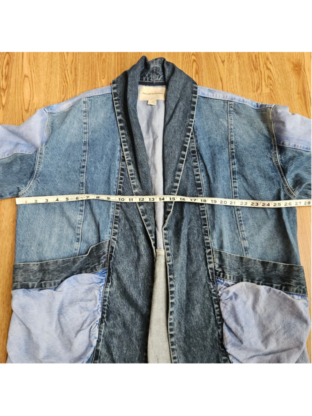 Pilcro Anthropologie Colorblock Denim Oversized Jacket Jadira Kimono Medium - Picture 4 of 5
